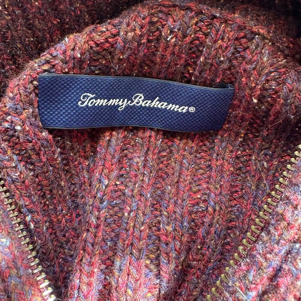 Tommy Bahama 1/4 Zip Sweater Mens M Red Wool Silk Blend Golf Preppy Knit - Picture 5 of 8